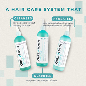 Curly Hair Products Bundle - Sulfate-Free Shampoo, Clarifying Hair Rinse, and Nourishing Leave-In Conditioner - GirlandHair Natural Hair Care 
